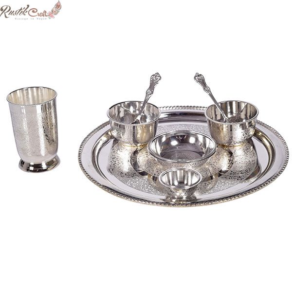 Royal Silver Brass Thali/ Dinner Set