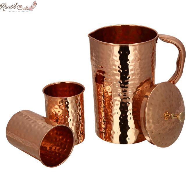 Set of Hammered Jug And 4 Glass In Gift Box