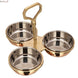 3 Compartment Copper Steel Pickle Set With Brass Stand