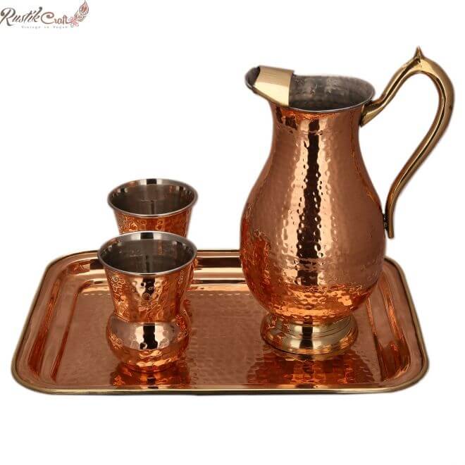 Mughlai Jug With Matki Glass N Tray