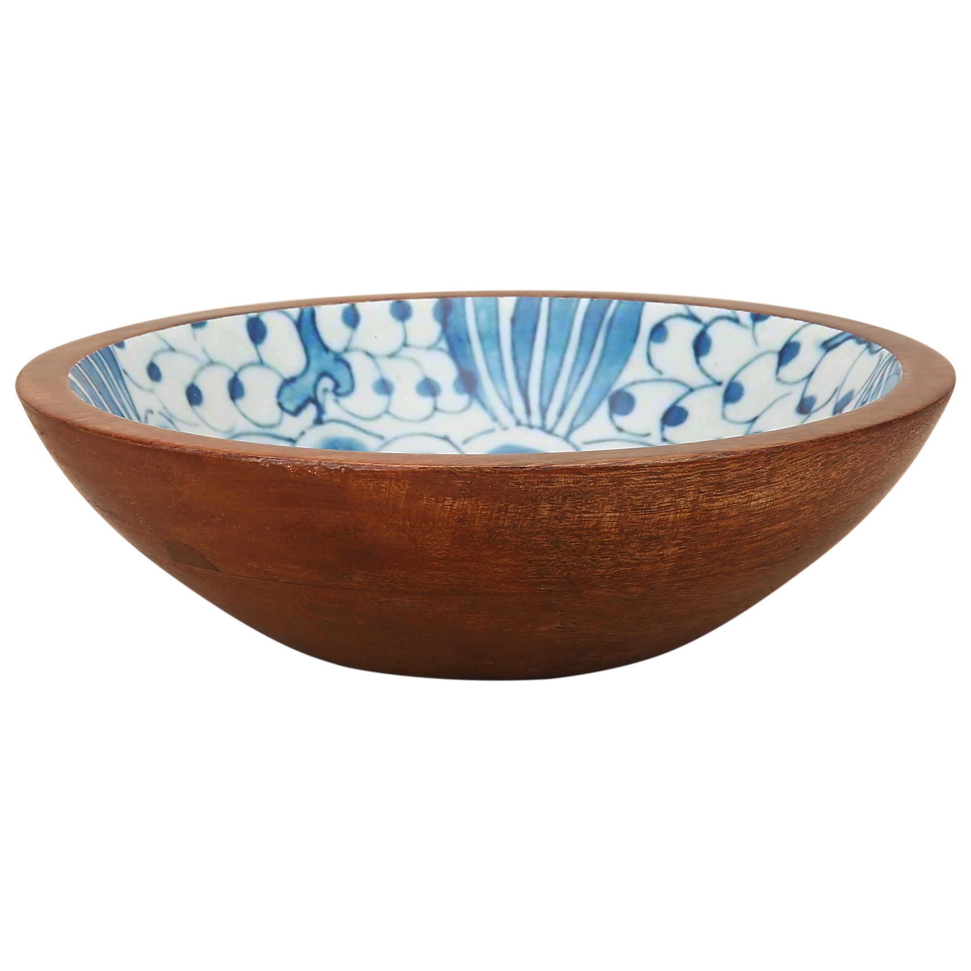 Enamel Coated Wooden Salad Bowl