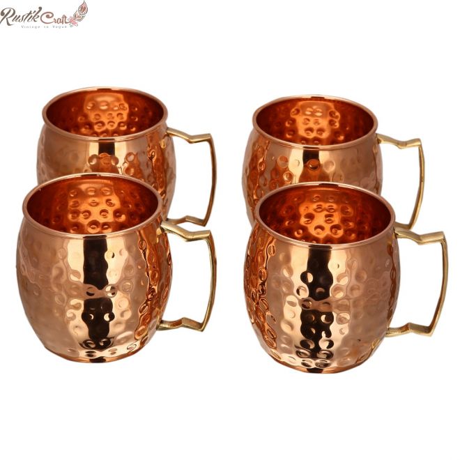 Hammered 4 Mug Set In Gift Box