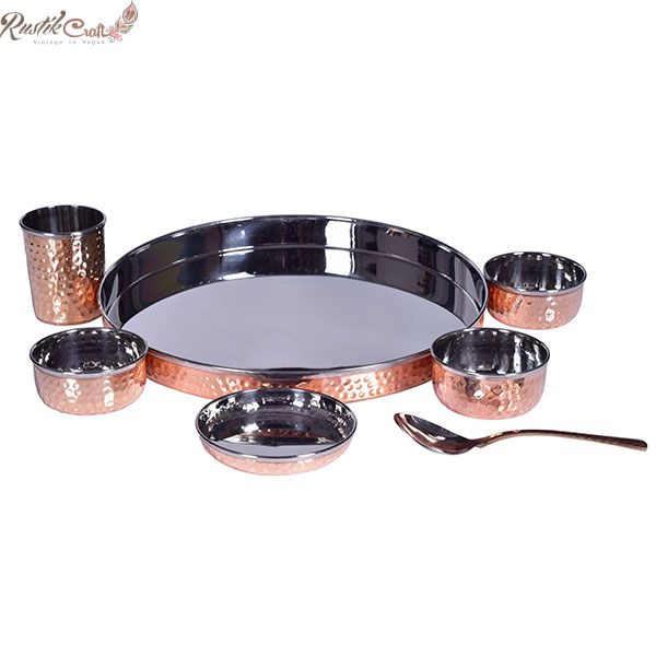 Rajwada Copper Steel Thali Dinner Set