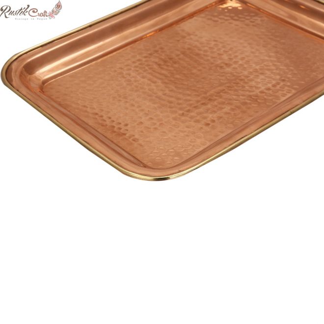 Copper Tray With Brass Outline