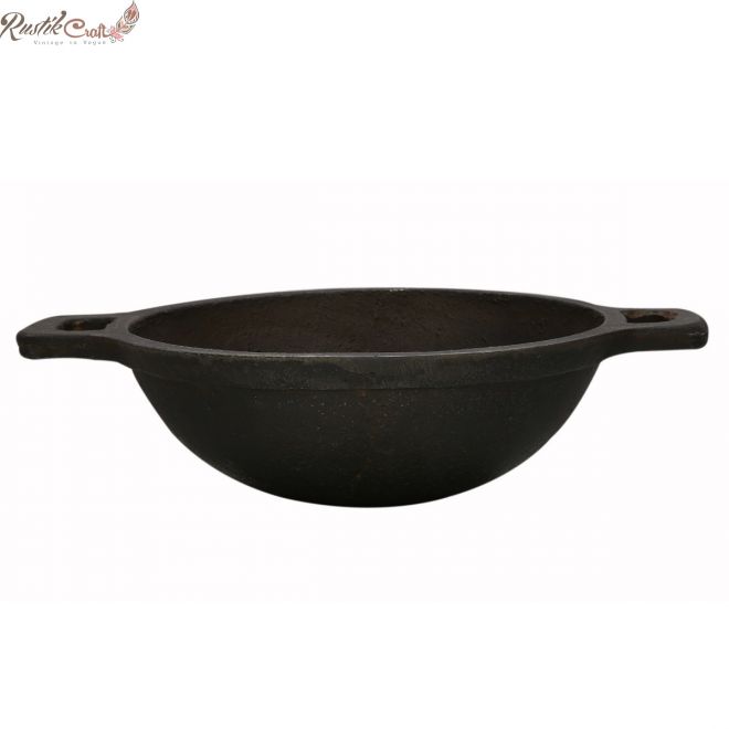 Pre-Seasoned Cast Iron Kadhai/ Wok 9 inch