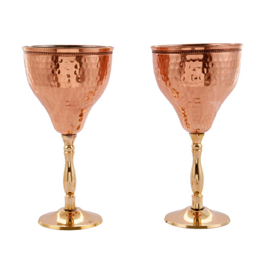 Set of 2 Hammered Copper Nickel Lined Champagne Flutes in Gift Box