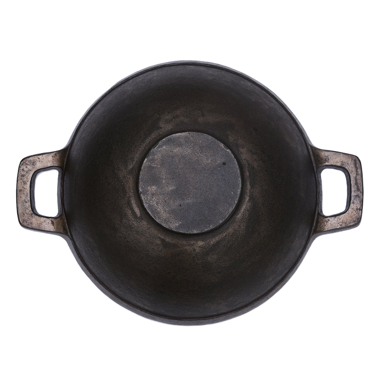 Pre-seasoned Cast Iron Kadai/ Wok With Flat Bottom 11 inch