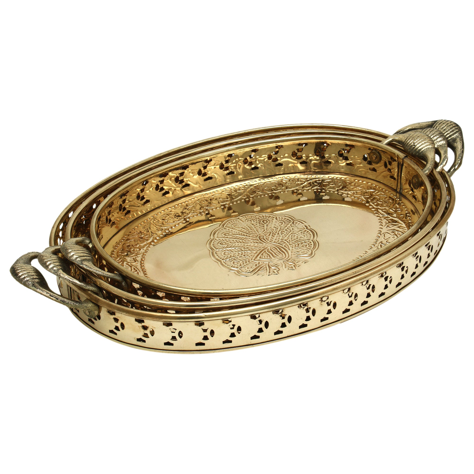 Set of 3 Brass Tray