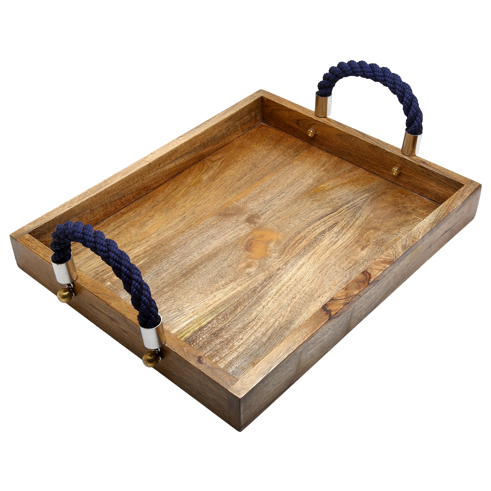 Wooden Tray with Nylon Rope Handles