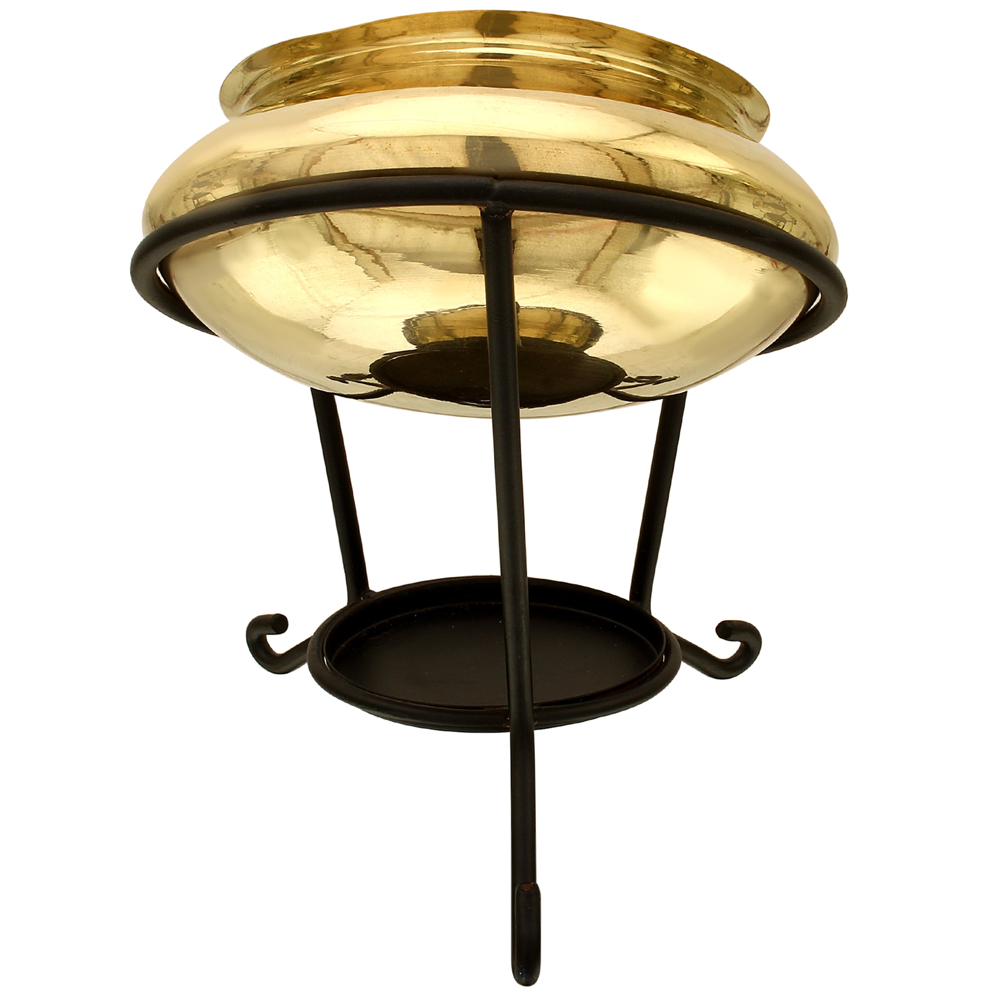 Brass Chhola Kulcha Handi  (Tin Lining) with Iron Stand