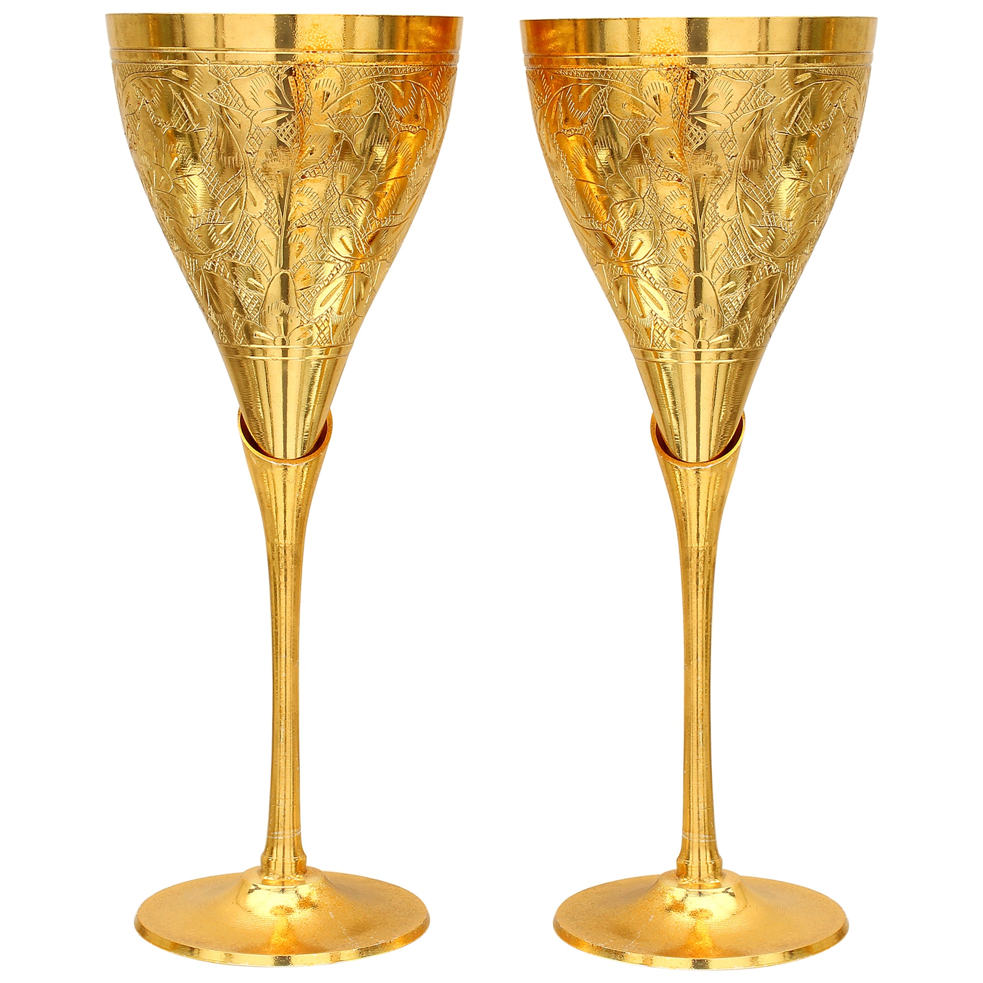 Handmade Brass Royal Wine Glass / Goblet set of 2 in Gift Box