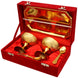 Gold Plated Brass Designer Ice Cream/Dessert Bowl Set with Tray