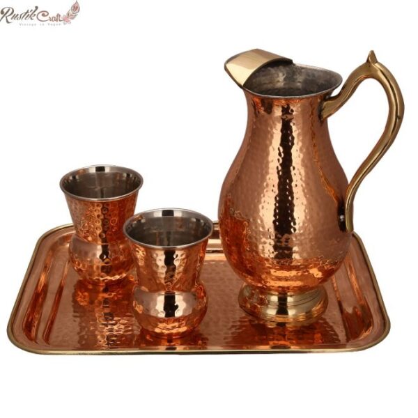 Mughlai Jug With Matki Glass N Tray