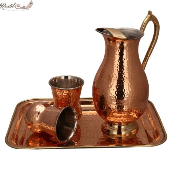 Mughlai Jug With Matki Glass N Tray