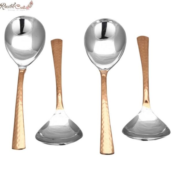 4 Copper Steel Serving Spoon Set