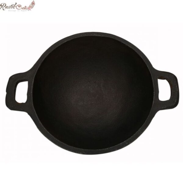 Pre-Seasoned Cast Iron Kadhai/ Wok 9 inch